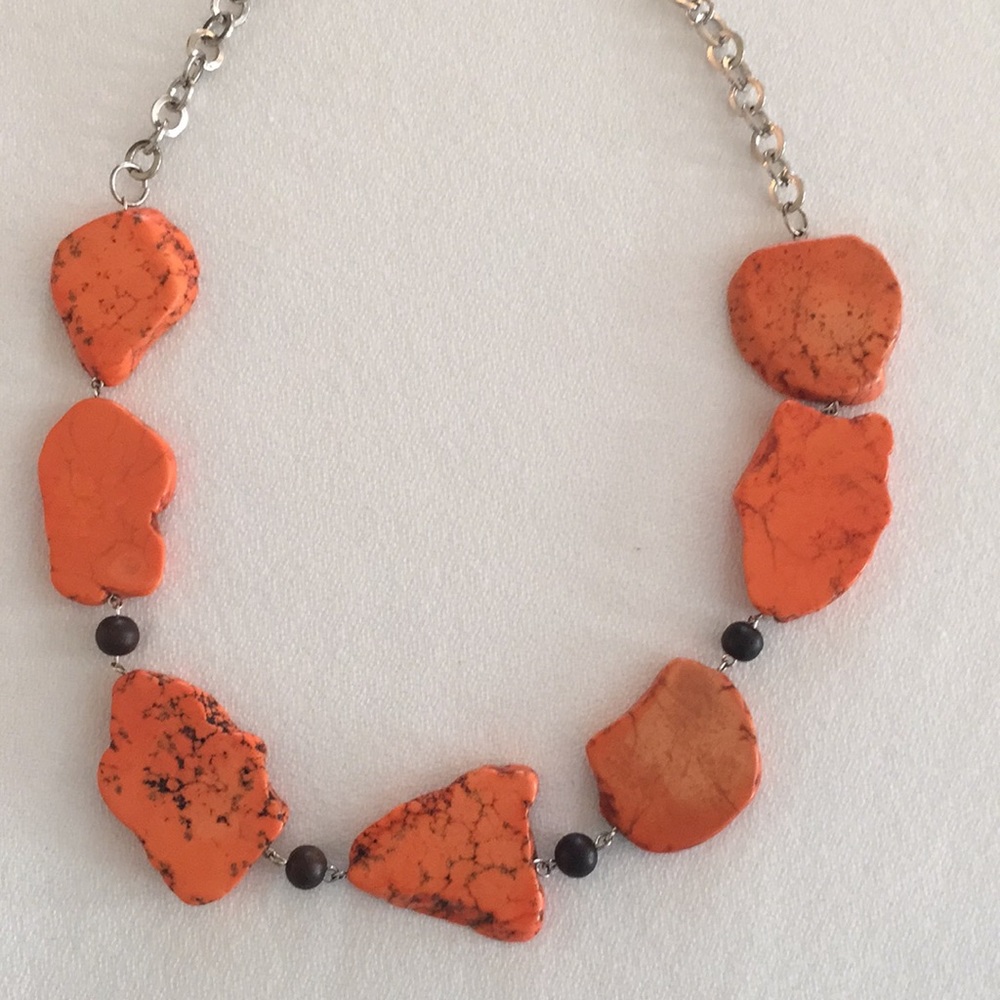 Necklace with Unique Orange Stones